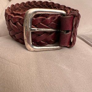 - Vintage Ralph Lauren Sterling Silver Brown Braided Leather Belt